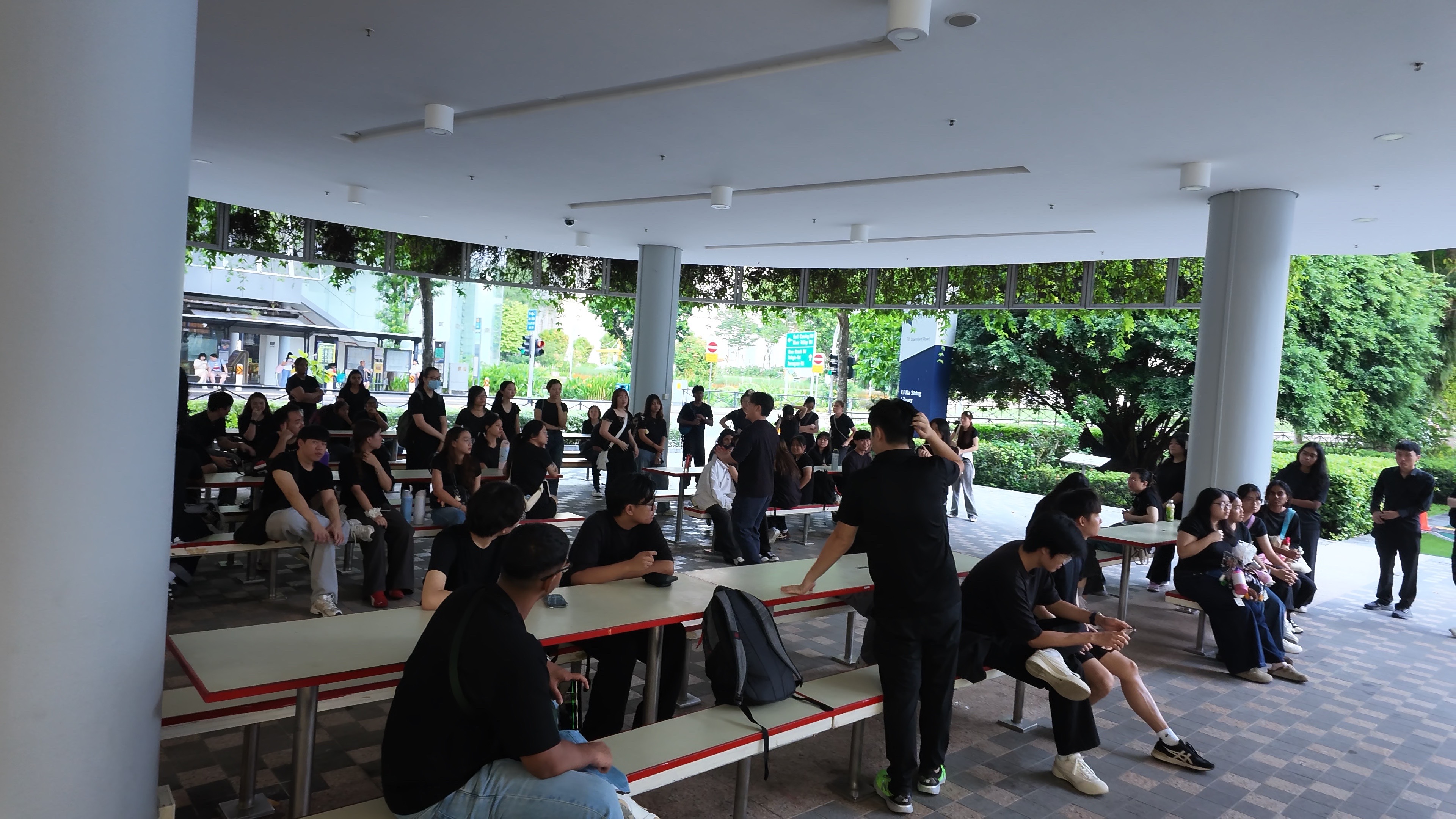 Crew briefing before an SMU campus event
